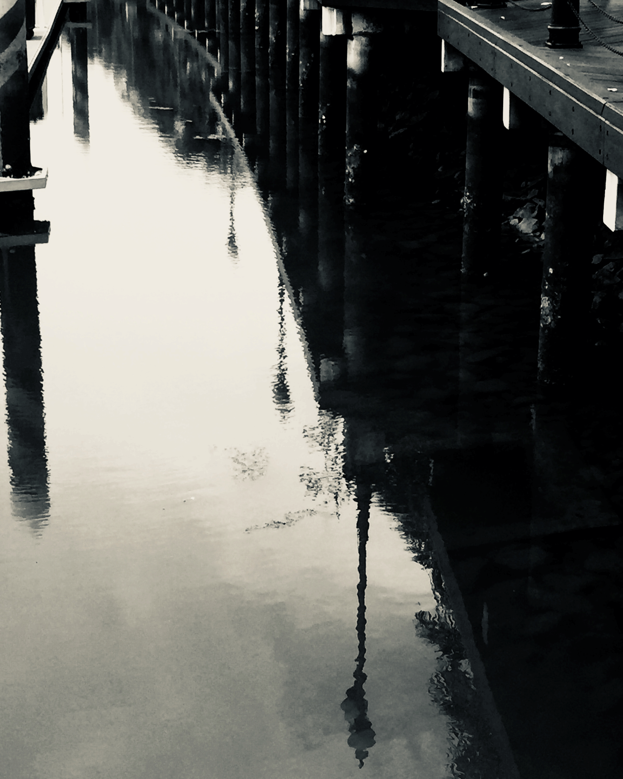 Harbour reflection © Sean Ginnane 2018, iPhone 6 This reflection is particularly beautiful because the water has slight movement which is distorting the image of the pier.