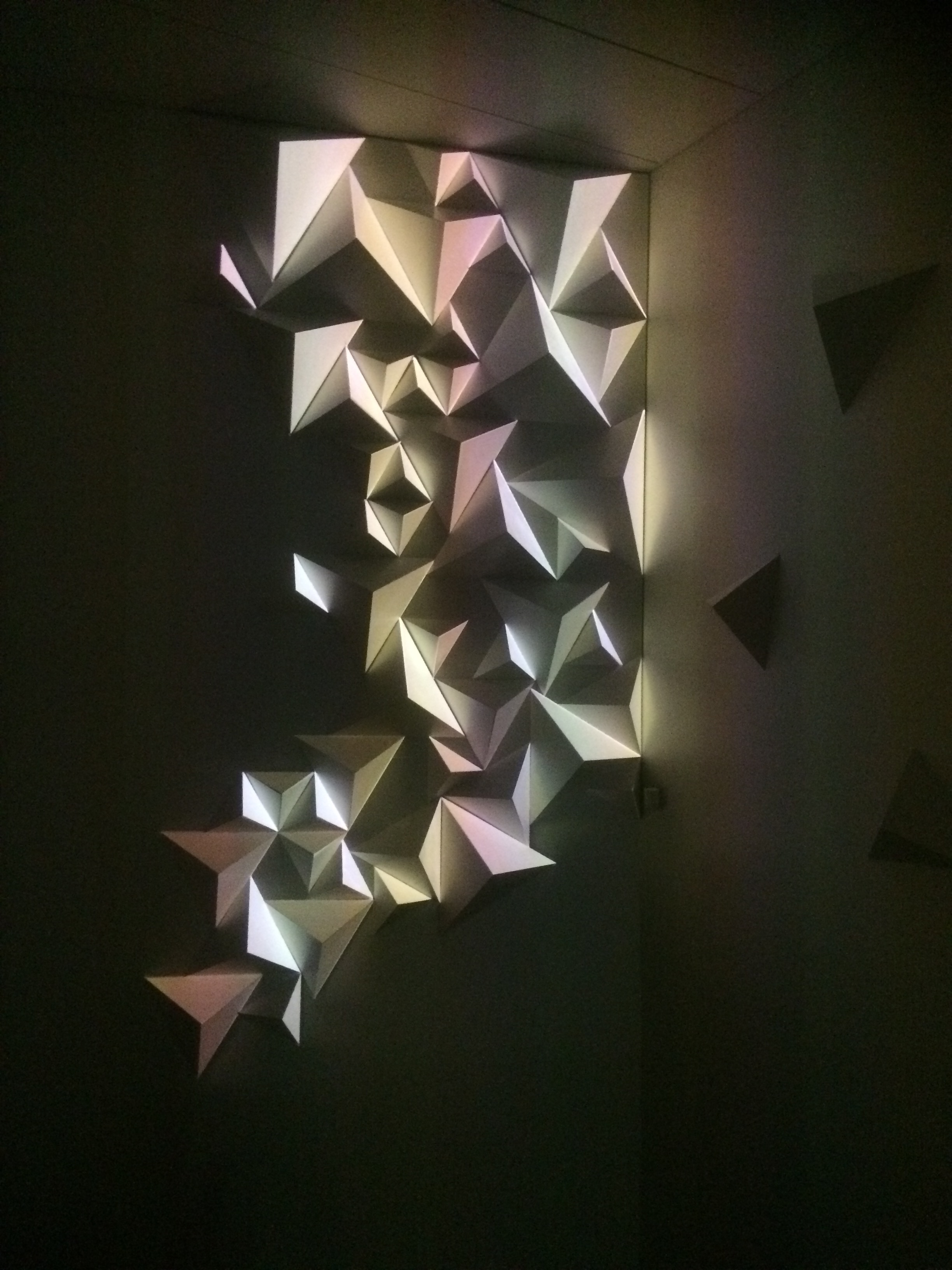 Testing the projection mapping in complete darkness.