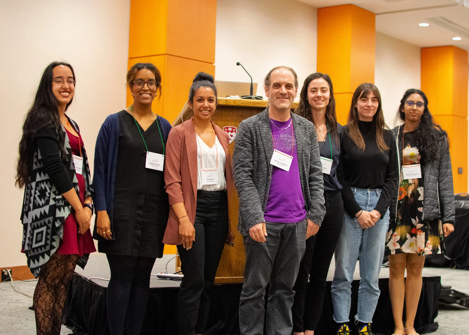 Trainee Merit awardees. From left to right: Hannah de los Santos, Rackeb Tesfaye, Priya Mistry, Nicolas Cermakian, Cristine Reitz, Claire Gizowski, Kathyani Parasram.