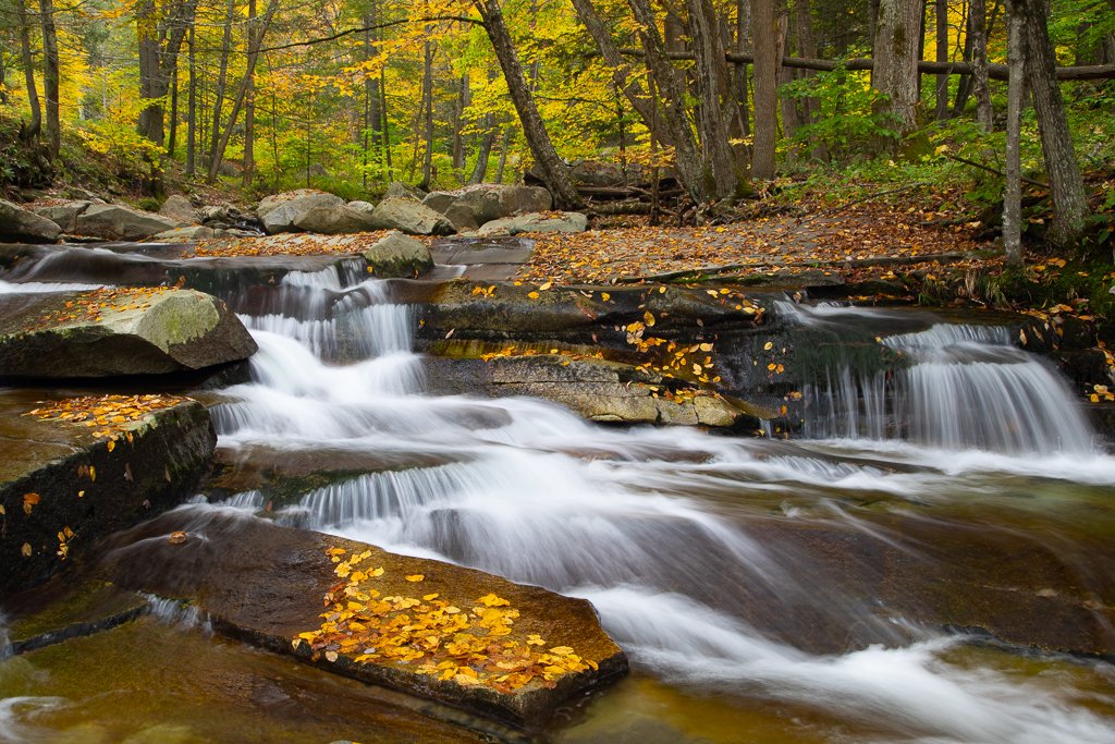 Fall Foliage Waterfall in Autumn Vermont Landscape Photography PRINT