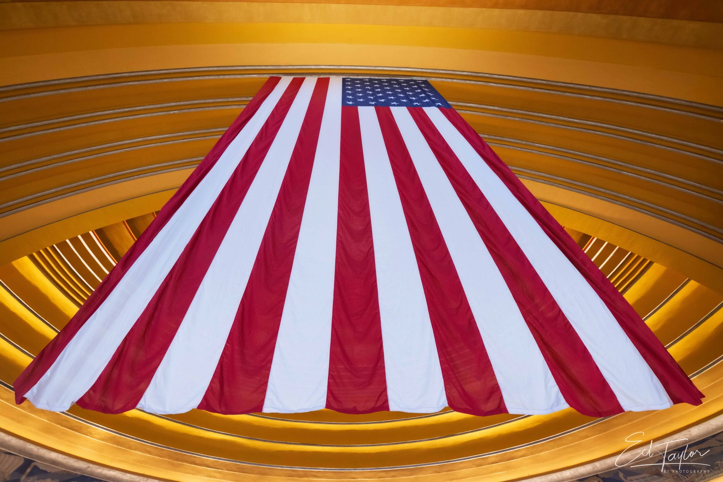 American Flag, Cincinnati Landmark, Union Terminal After Hours