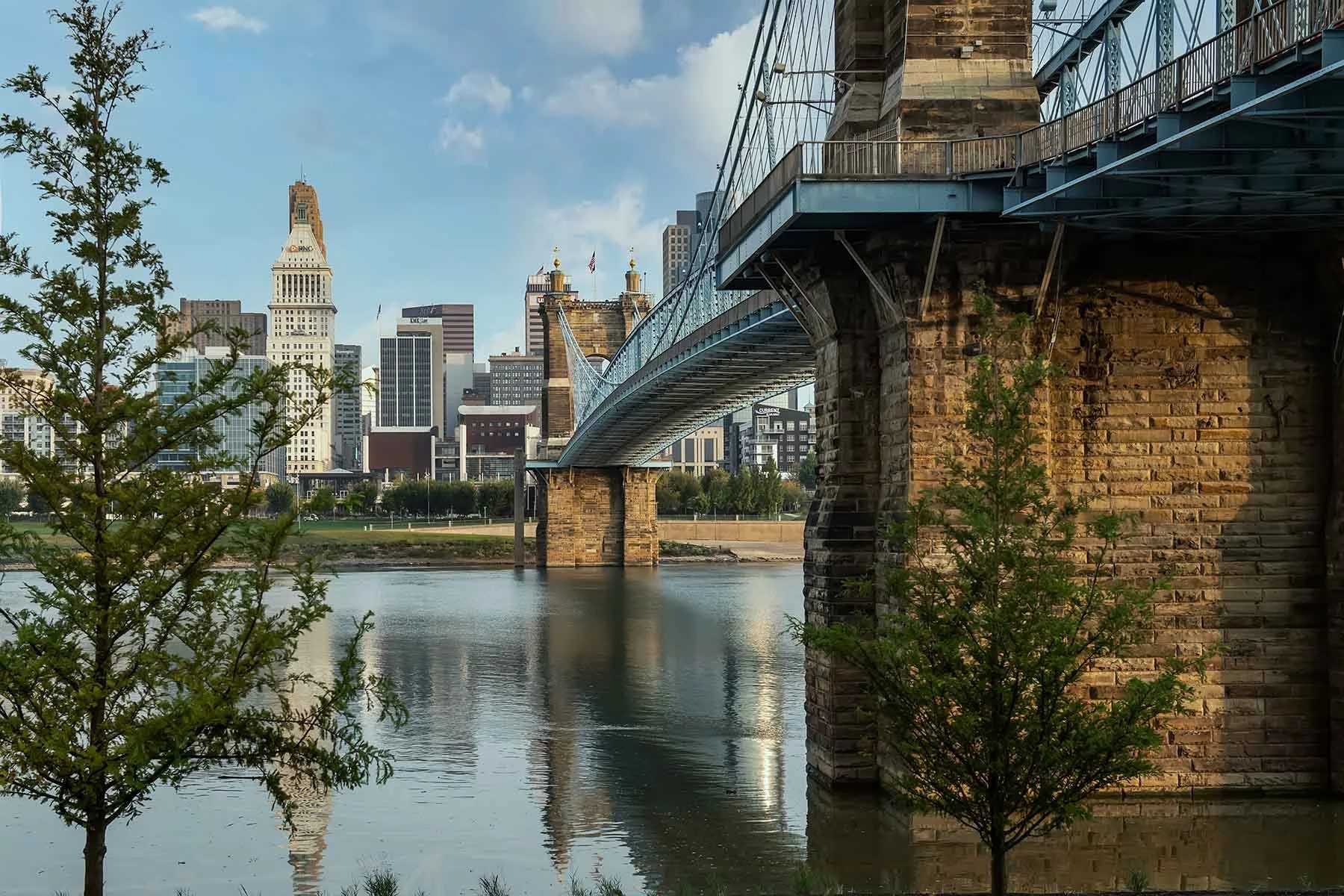 Cincinnati Skyline, Roebling Bridge, John A Roebling Bridge
