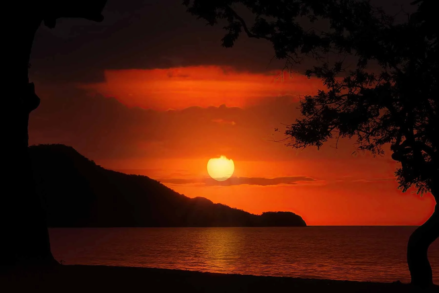 Costa Rica coast, costa rica sunset, Sunset over water