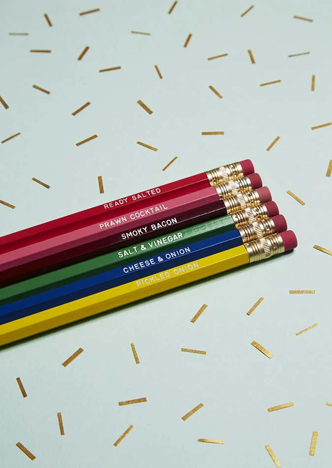 quirky British Crisps stationery HB pencil set