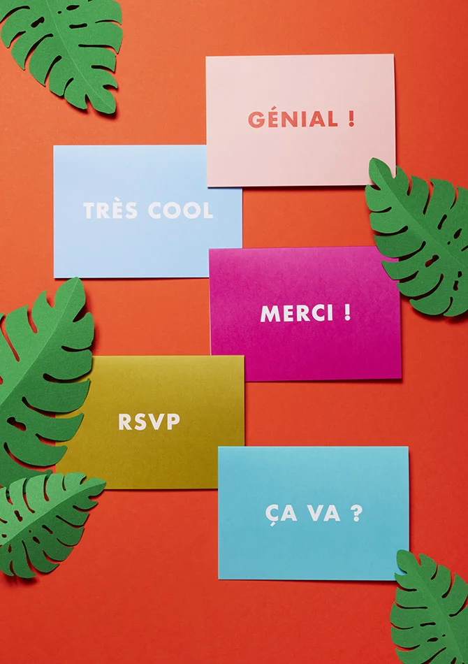 cool french greeting cards set