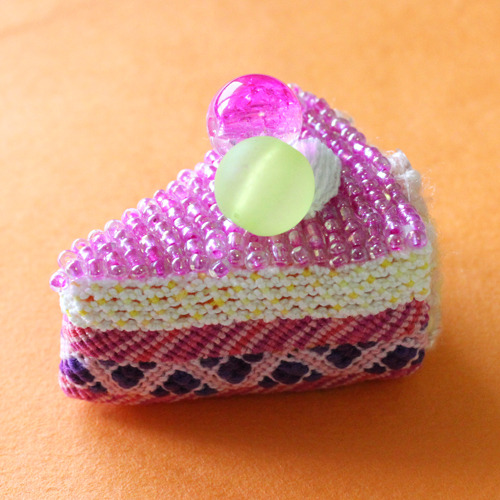 handmade beaded knitted melon cake.jpg