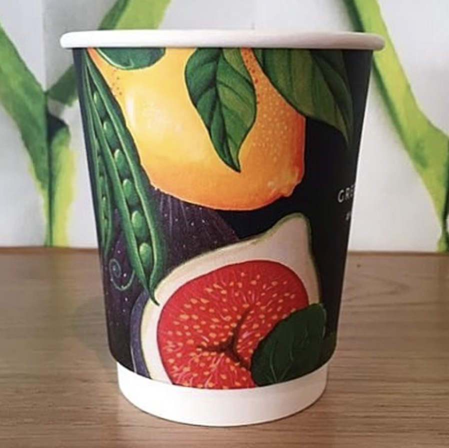 illustrated fruit and veg coffee cup