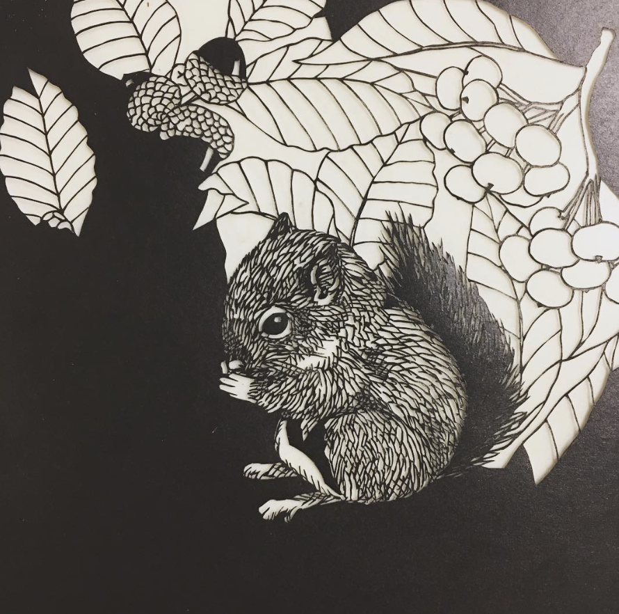 squirrel fine paper cut