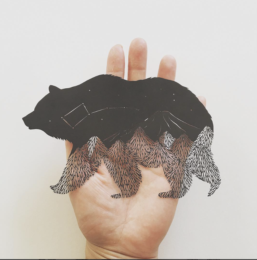bear wildlife paper cut