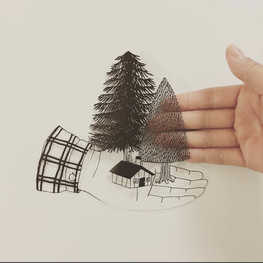 cabin wildlife nature papercut