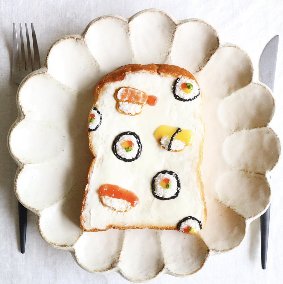 sushi art on bread