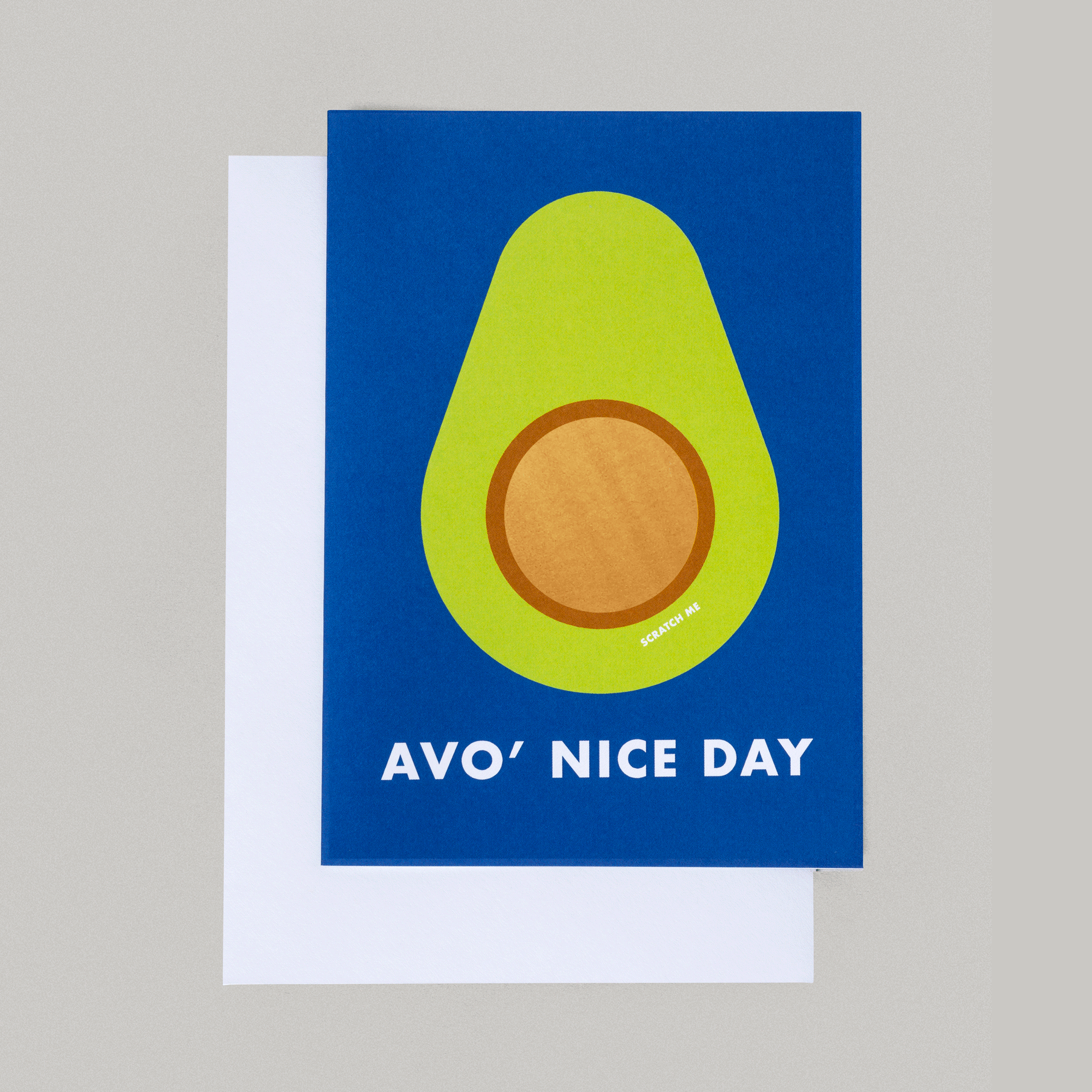illustrated funny avocado pun scratch card