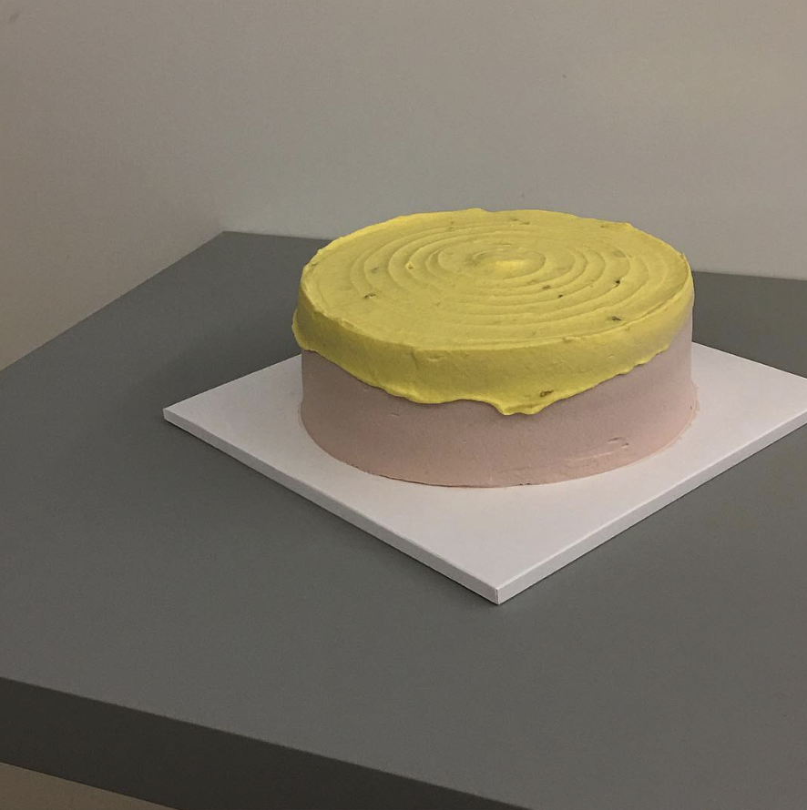 yellow and pink pastel cake
