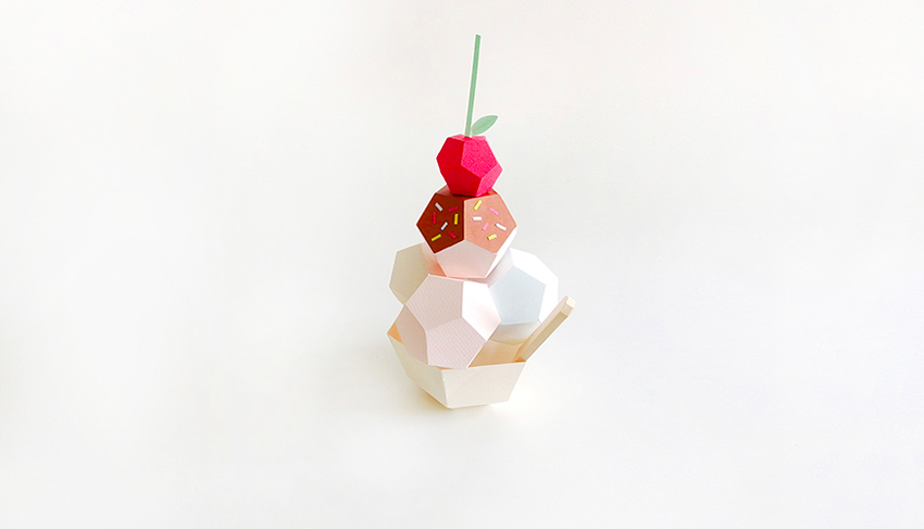 ice cream sundae paper sculpture