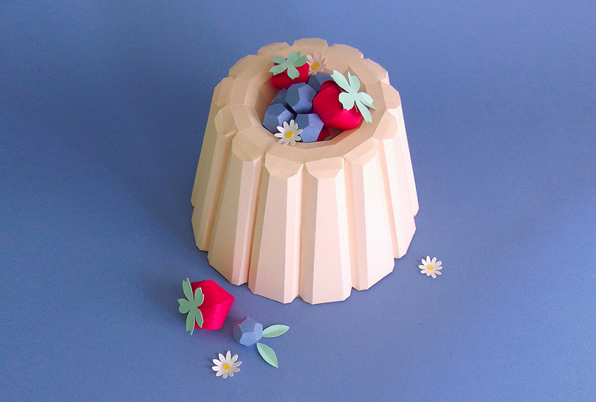 british summer fruits pudding paper sculpture