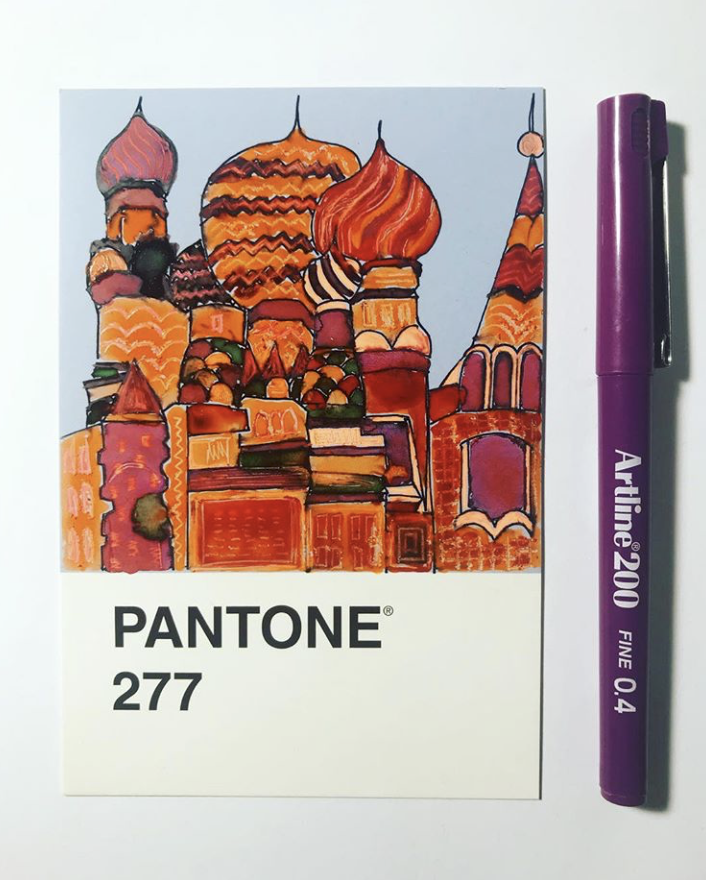 pantone 277 moscow cityscape illustration