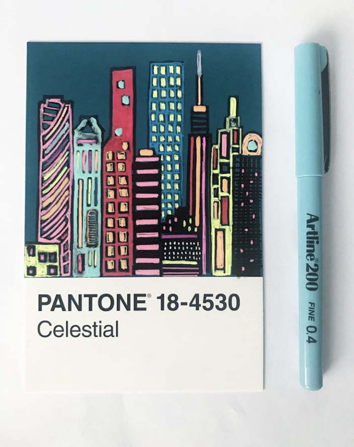 pantone celestial buildings architecture illustration project