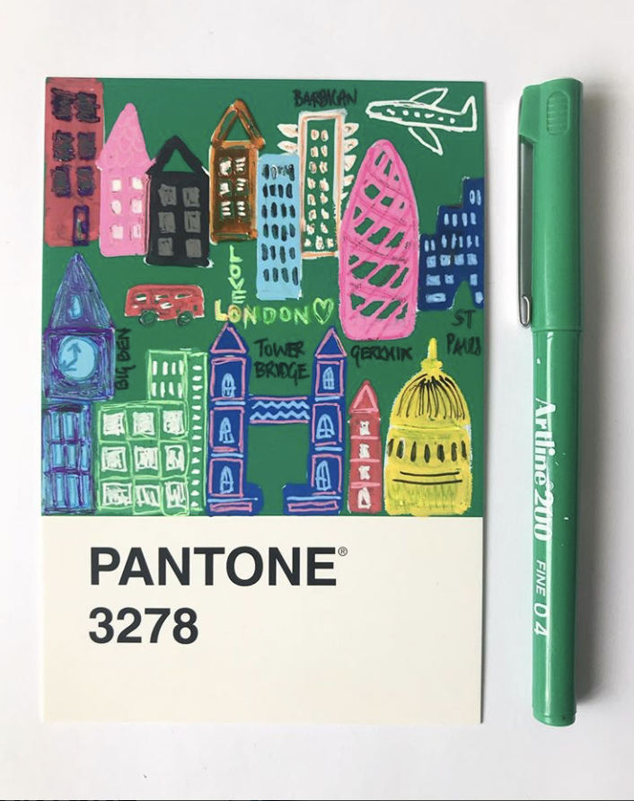 pantone 3278 london illustration artline pen