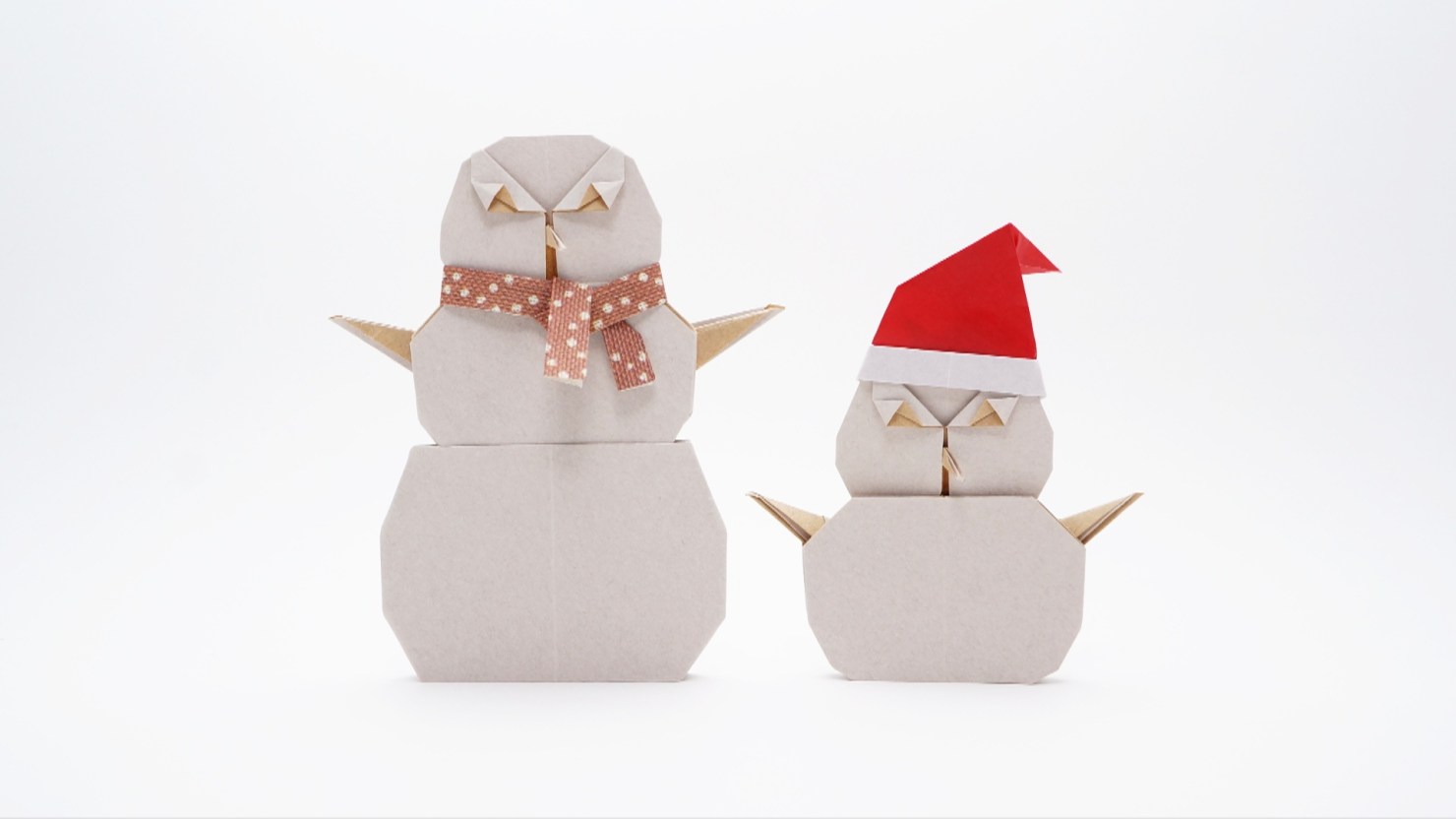 cute snowman and santa claus paper origami