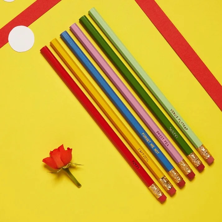 british flowers plants HB pencil set