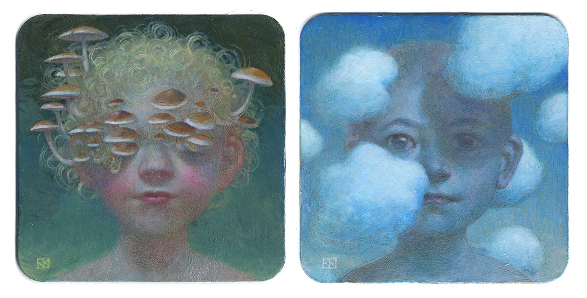  oil on coasters, 2019 