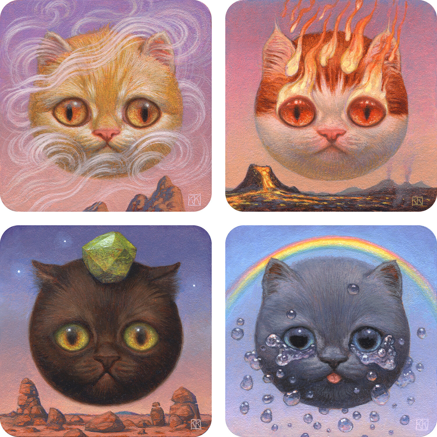 Ceshire Kittens - Air, Fire, Earth, Water