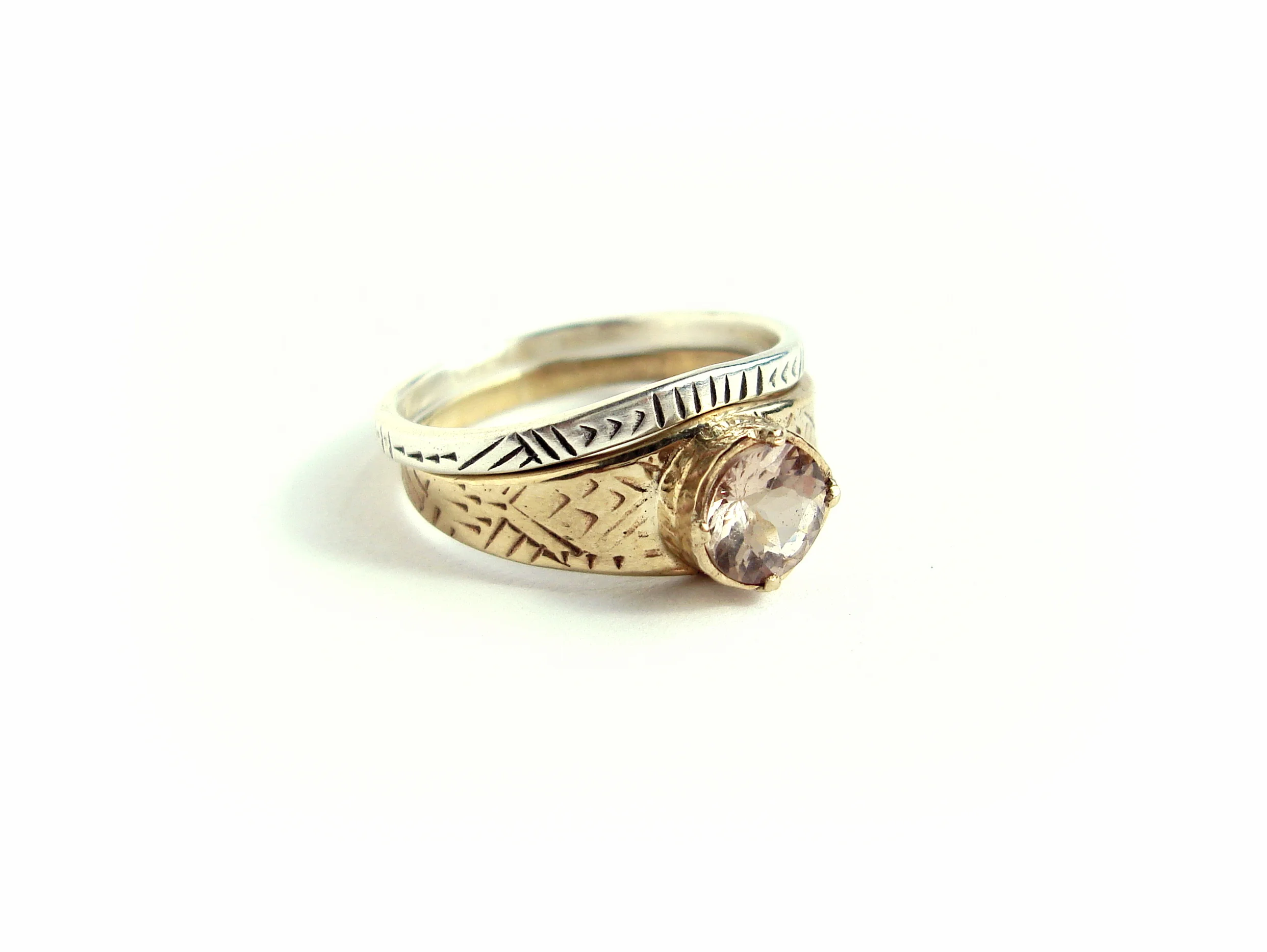 Morganite Engagement Ring with one silver band.jpg