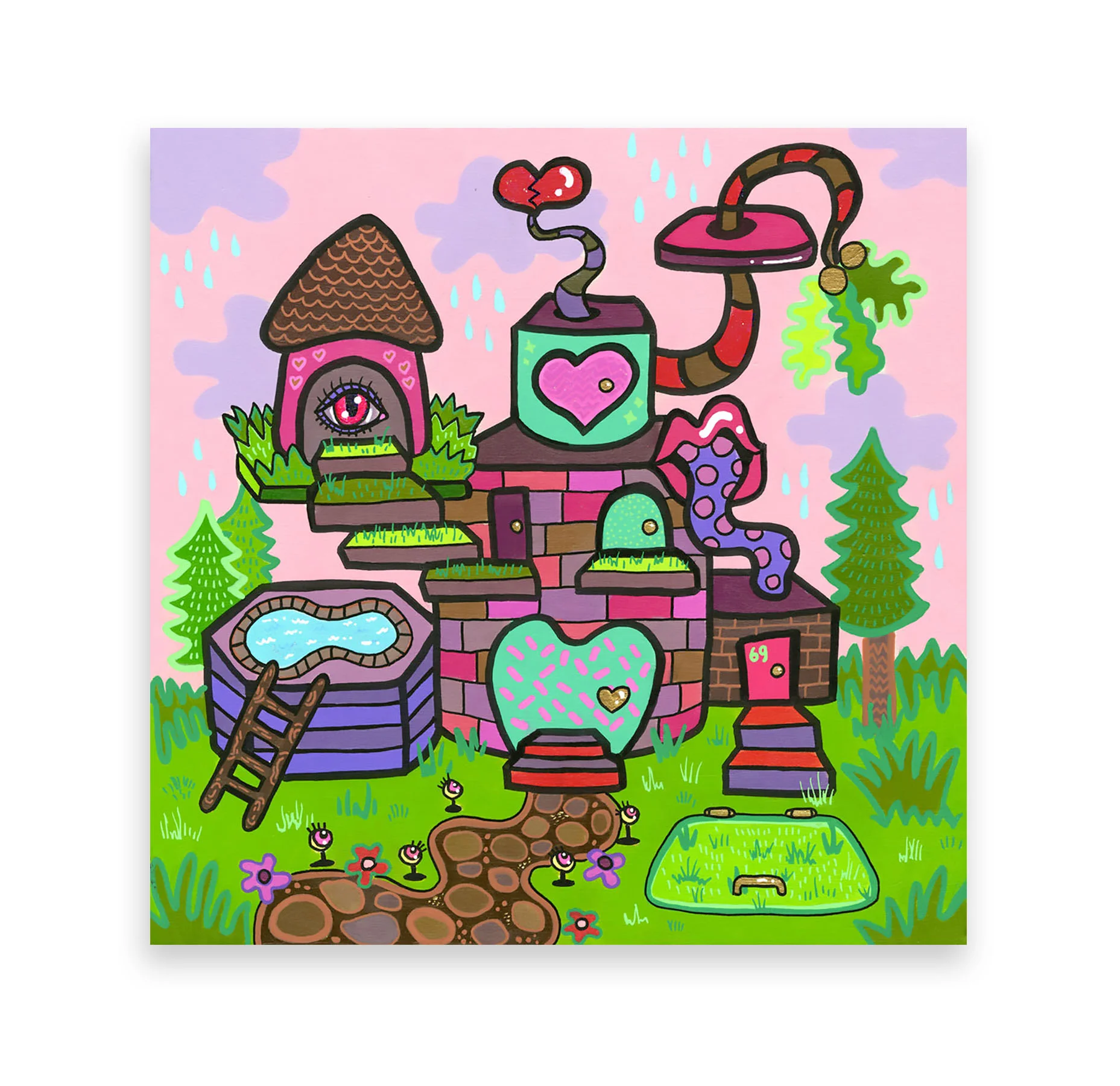 Jandy Land, acrylic on wood panel, 10 x 10 in., 2015