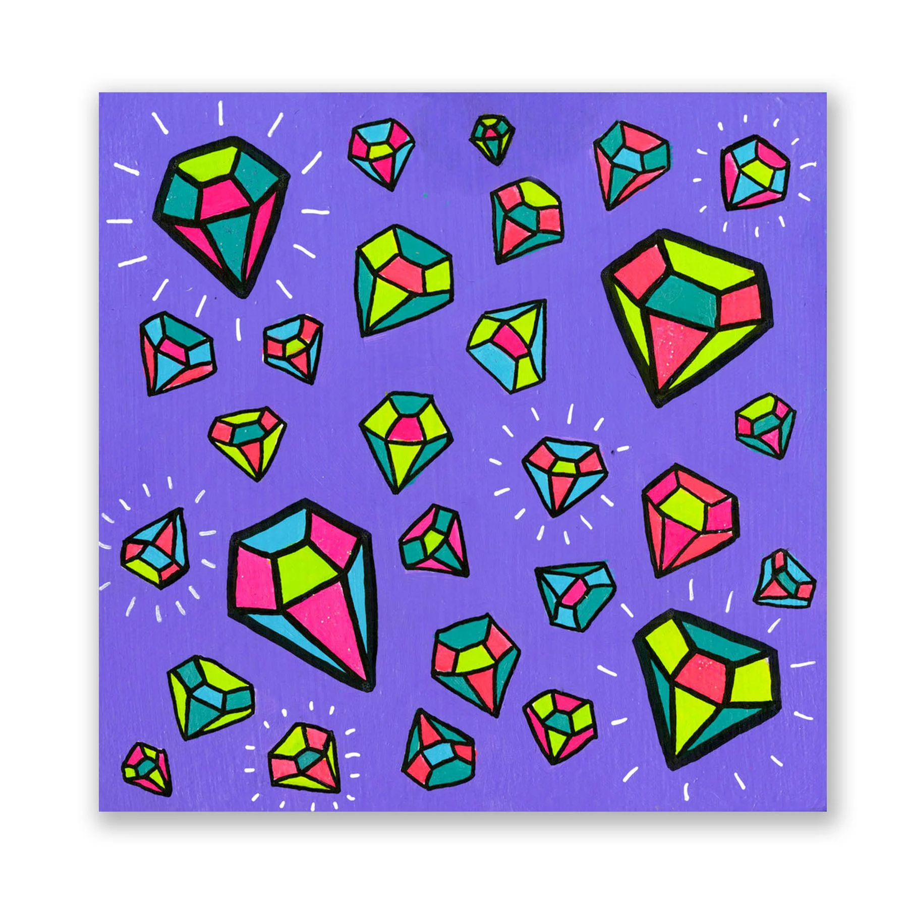 Gems!, acrylic on wood panel, 8 x 8 in., 2015