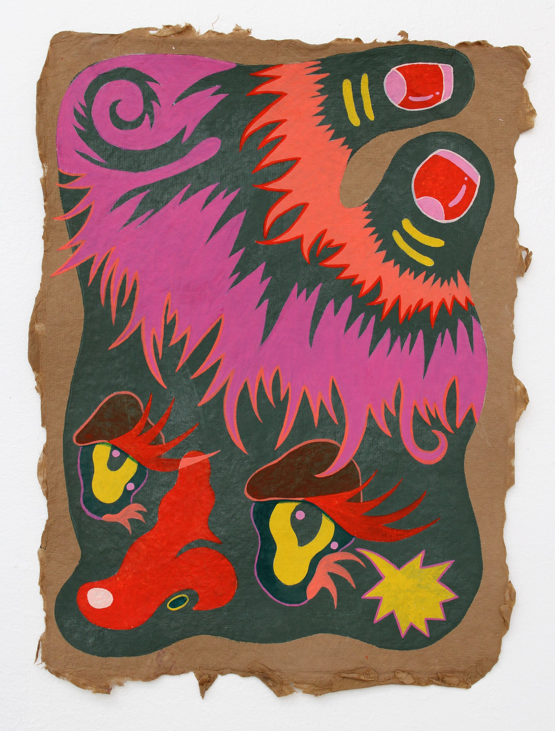 Acryla-gouache and Flashe on handmade paper, 9 x 12, 2021