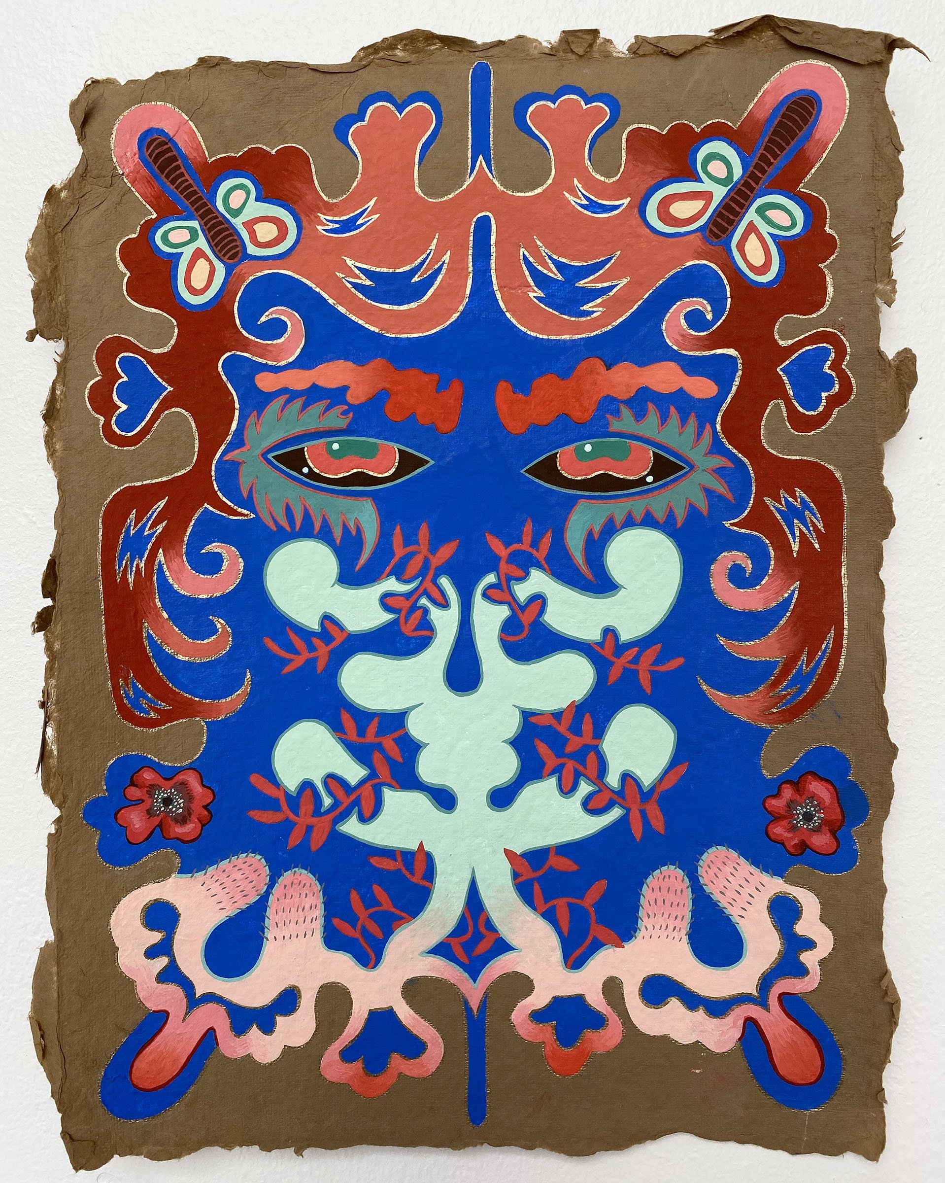Acryla-gouache and Flashe on handmade paper, 9 x 12, 2022
