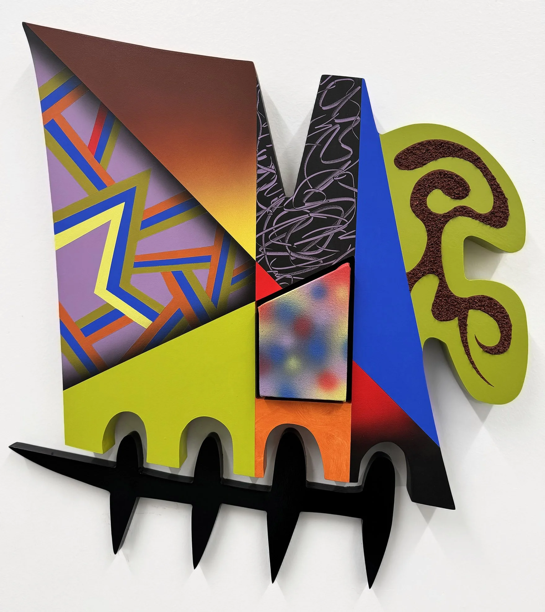 Peripheral Vertigo, acrylic, enamel, pumice, and stretched canvas on artist panel, 25 x 24 in., 2025