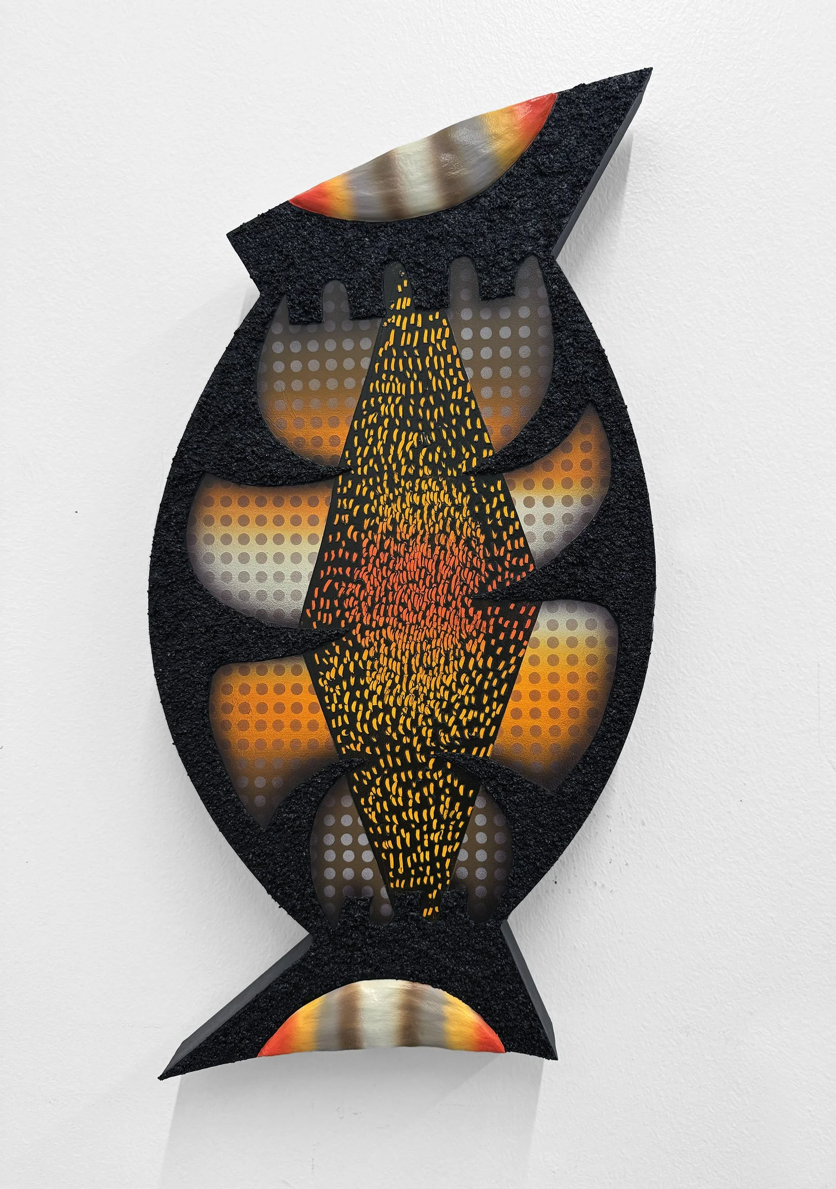 Molt, acrylic, pumice stone, and epoxy clay on custom wood panel, 27 x 15 in. 2026