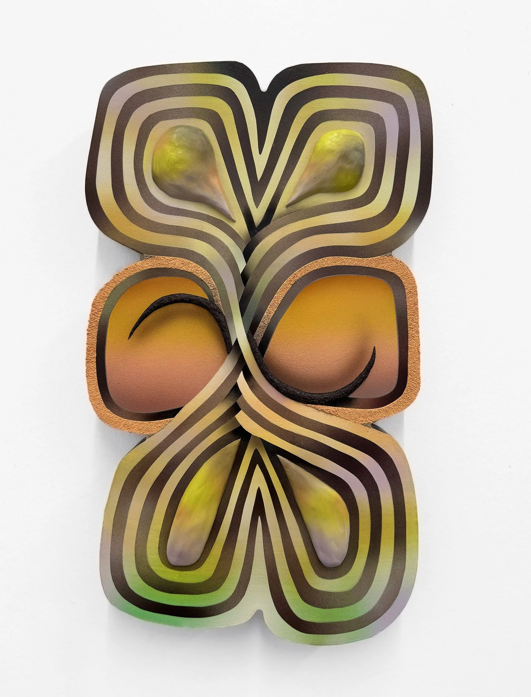 CATCH 22, ACRYLIC, EPOXY CLAY, GROUND ALUMINUM AND EPOXY CLAY ON ARTIST MADE WOOD PANEL, 19 X 11.5, 2026