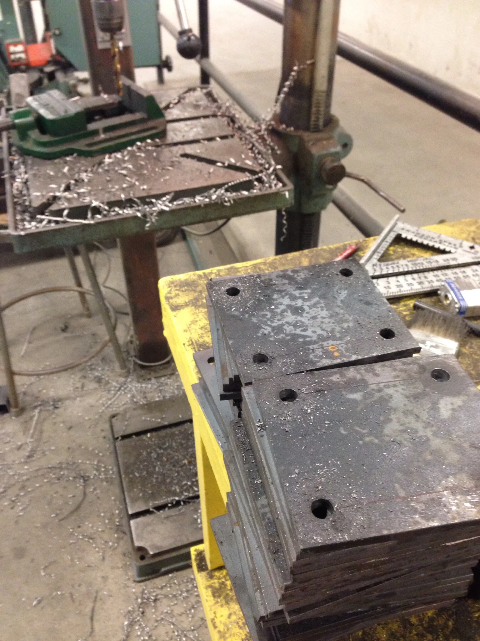 Plates cut and drilled for the casters.