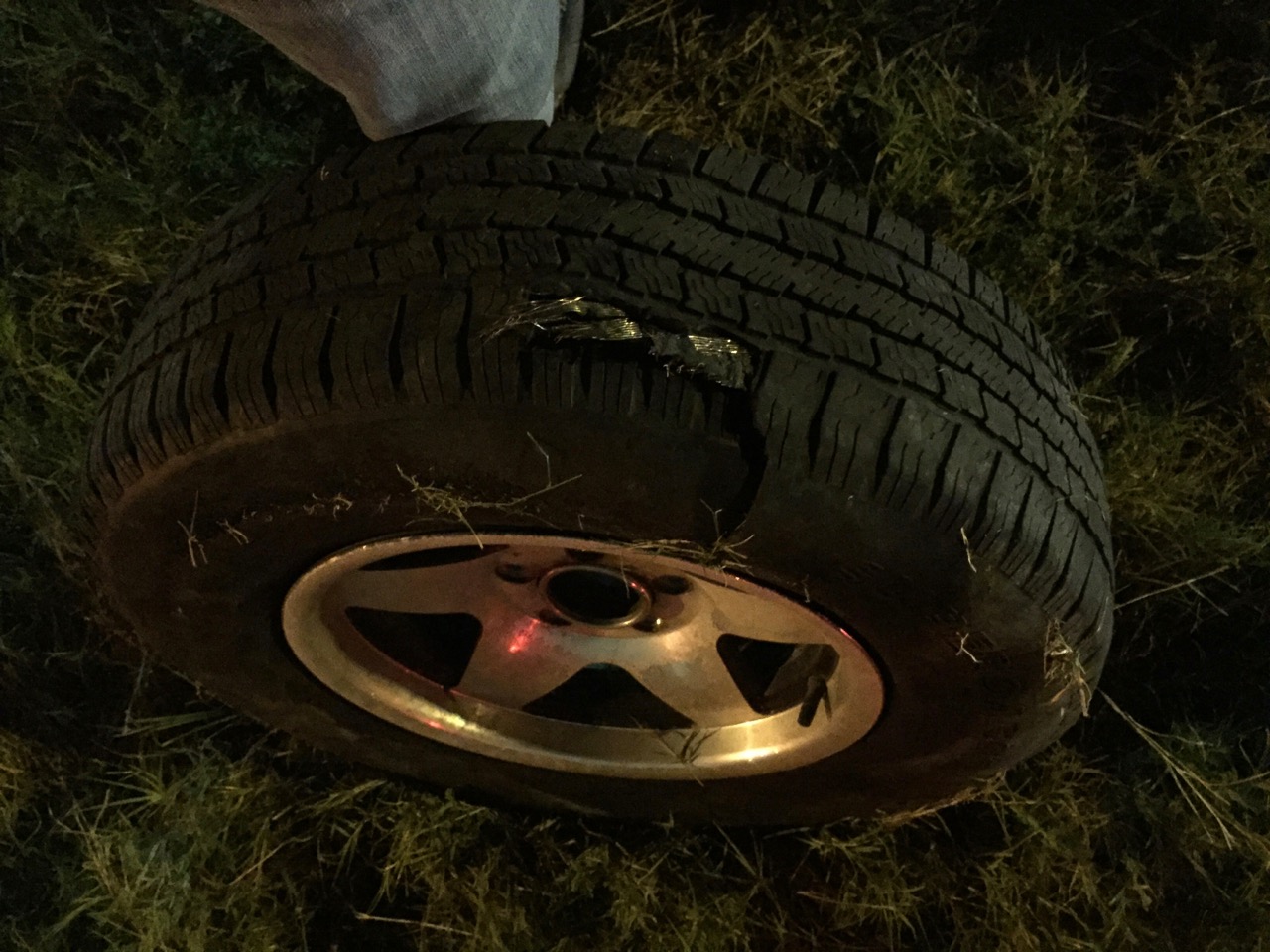 Fortunately I had a spare. I think I had that tire changed in 15 minutes. The motivation the cars wizzing by provided really got the pit crew in me going.