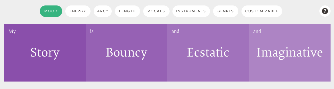 Marmoset's interactive search tools let you filter songs to match the mood of your story.