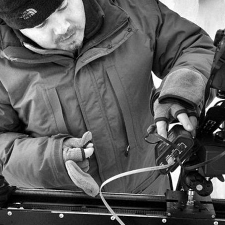Mike adjusting the Kessler Second Shooter in subzero temperatures.
