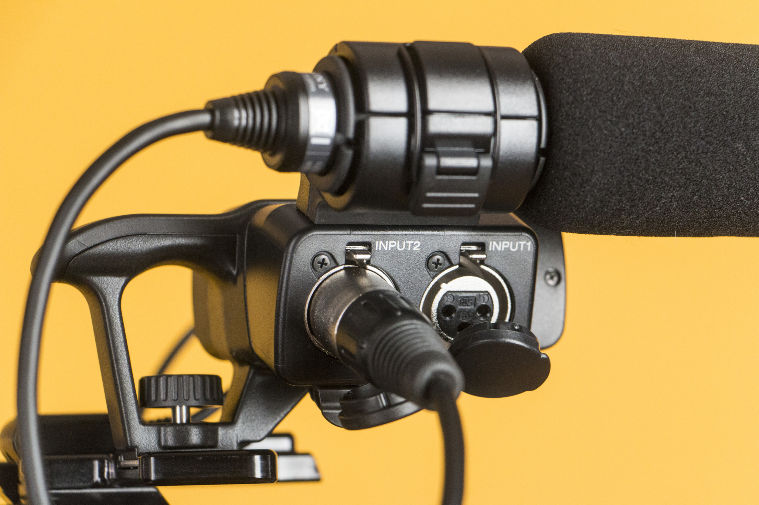 The black foam windscreen on the Sony XLR K1M