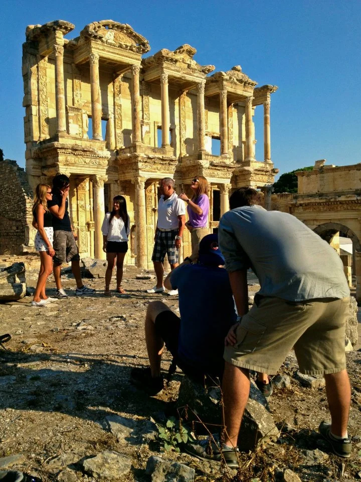 On set in Ephesus, Turkey