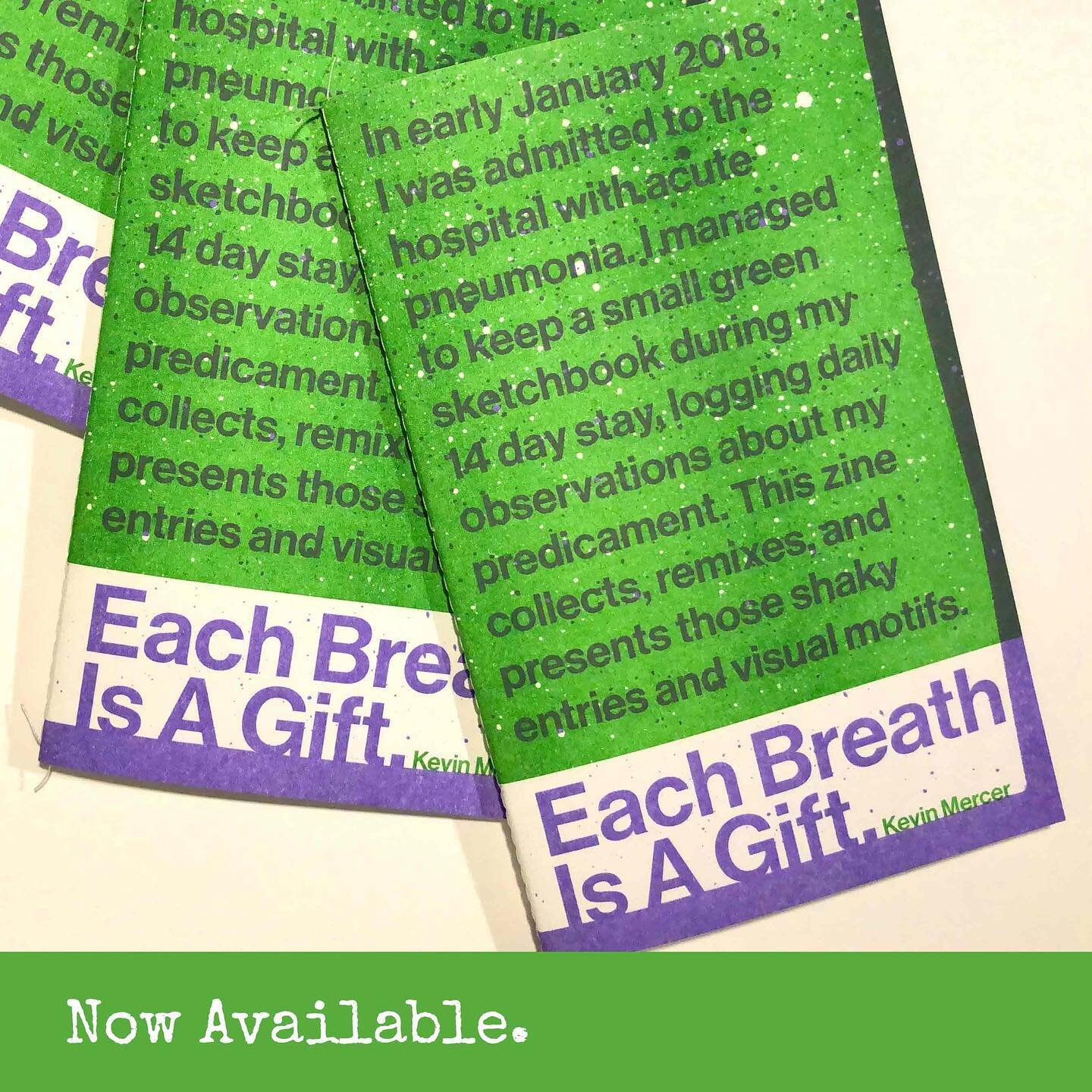 Now available (link in bio), my new zine, Each Breath Is A Gift. I&rsquo;m shipping/have shipped many of the Kickstarter rewards, and now the rest of you can get your hands on it. 
This zine is a document and recovery tool for a life threatening illn