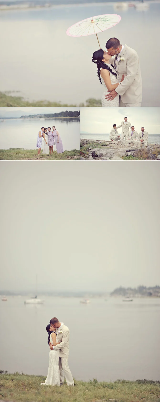 seaside bride and groom