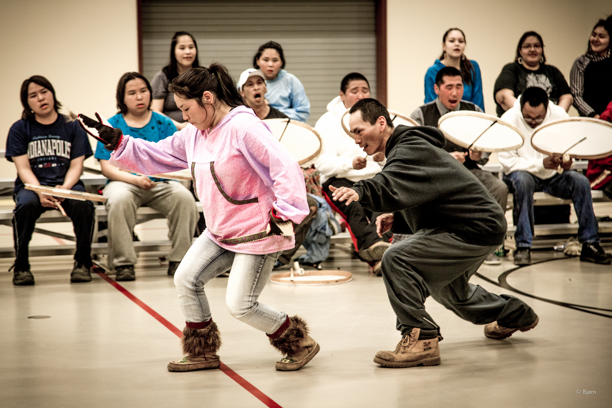 Point Lay dancers at the Nalukataq festival.