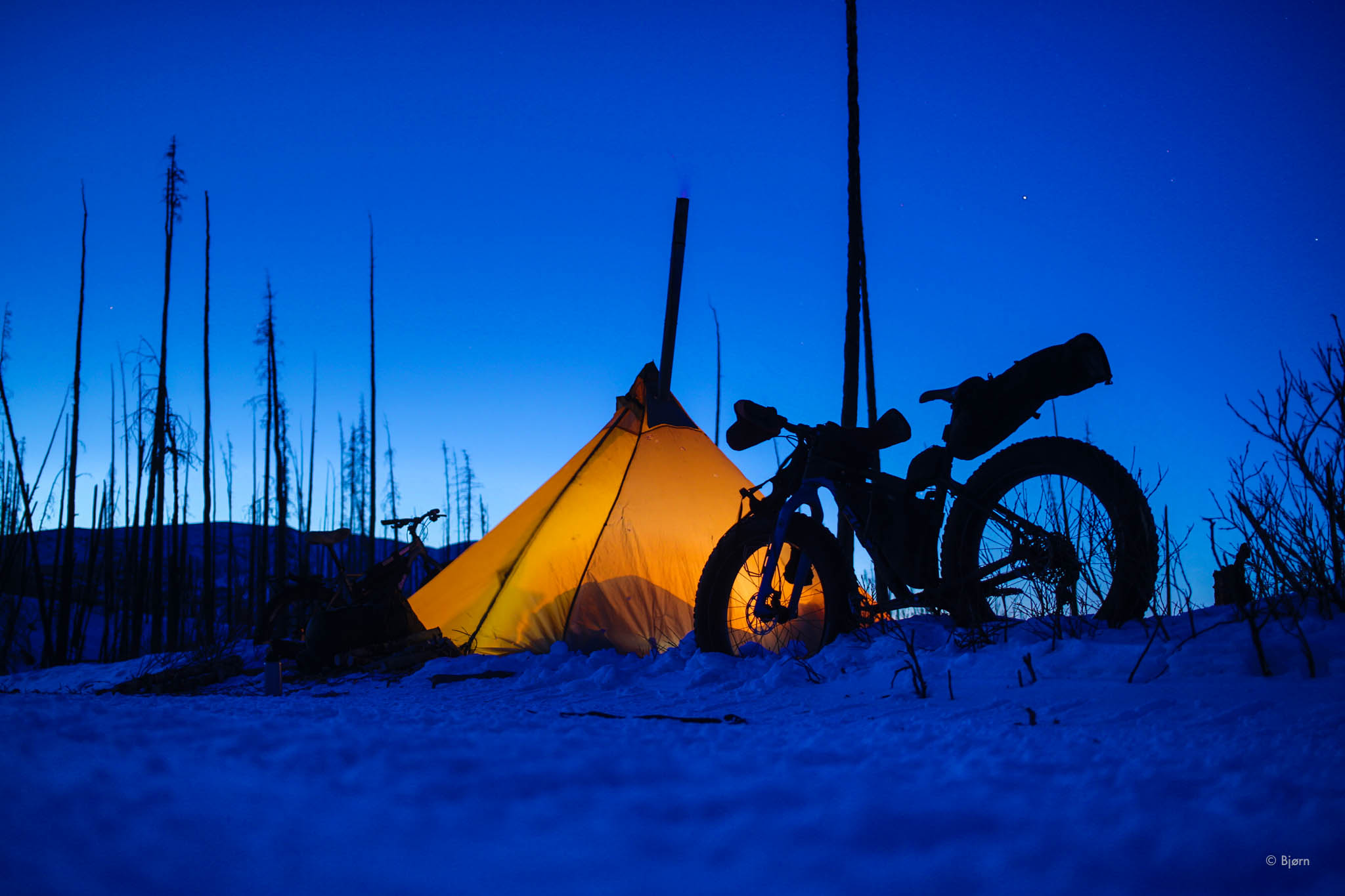 Winter bike camp - Caribou Hills. 