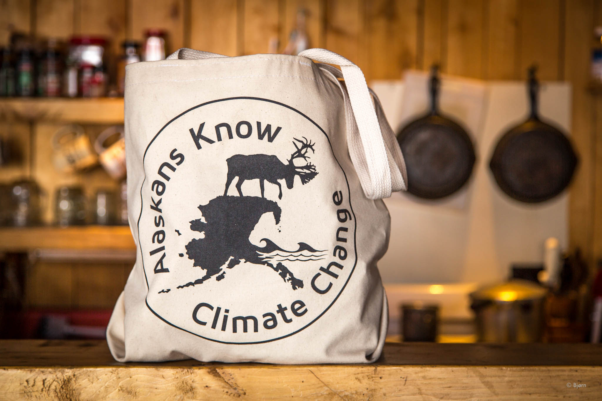  Alaskans Know Climate Change tote bags. 
