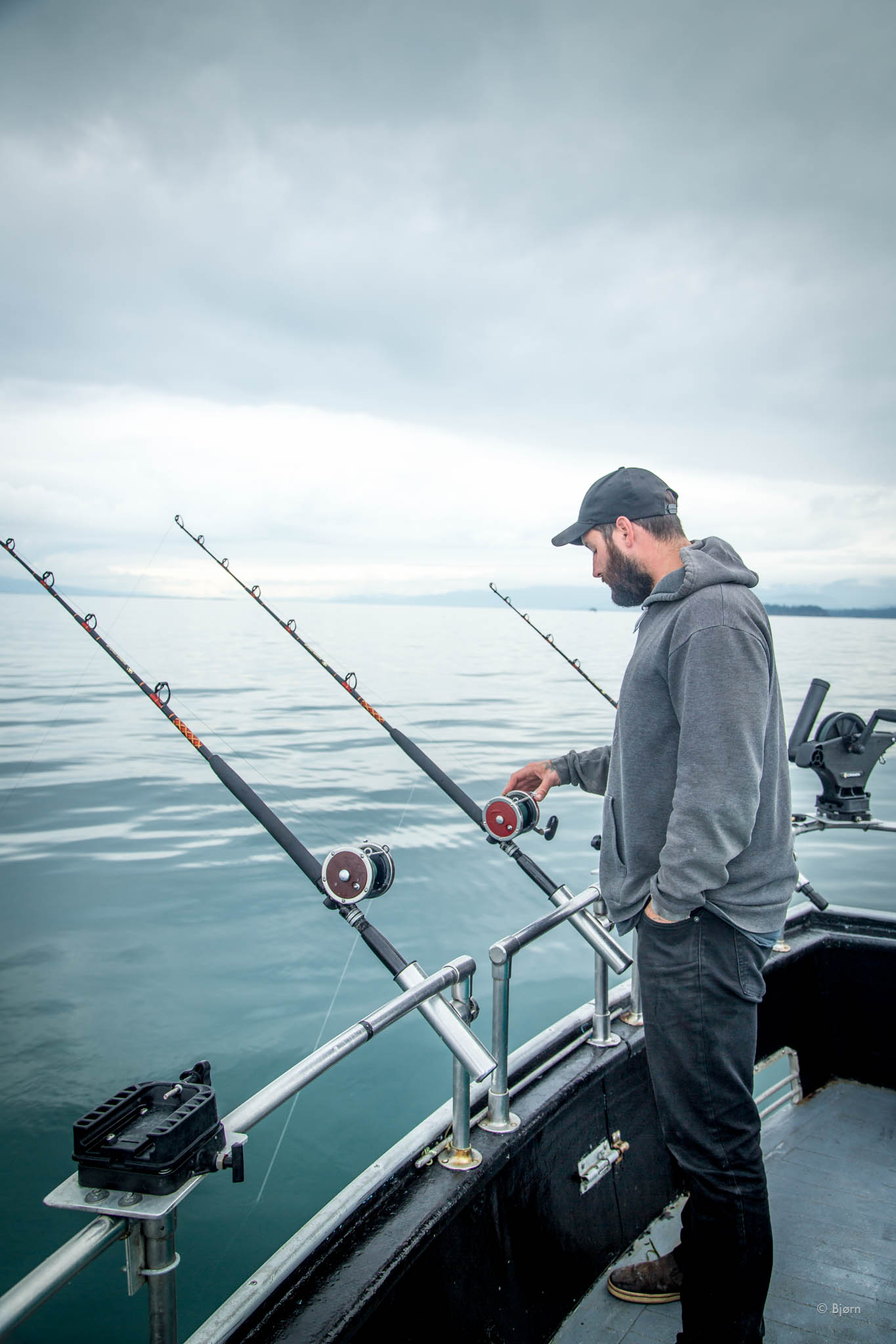  Billy fishing for halibut - Kachemak Bay, Alaska.&nbsp; 