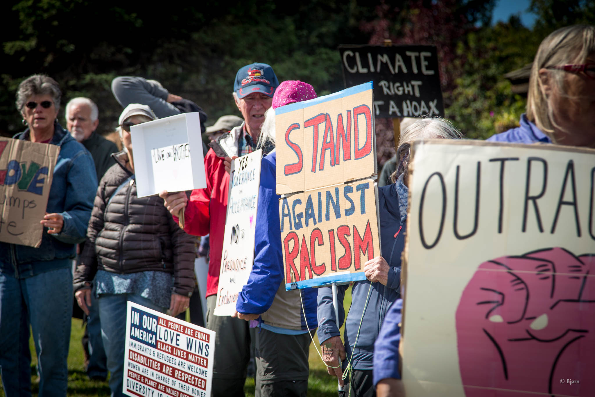 Homer residents protest against racism. 