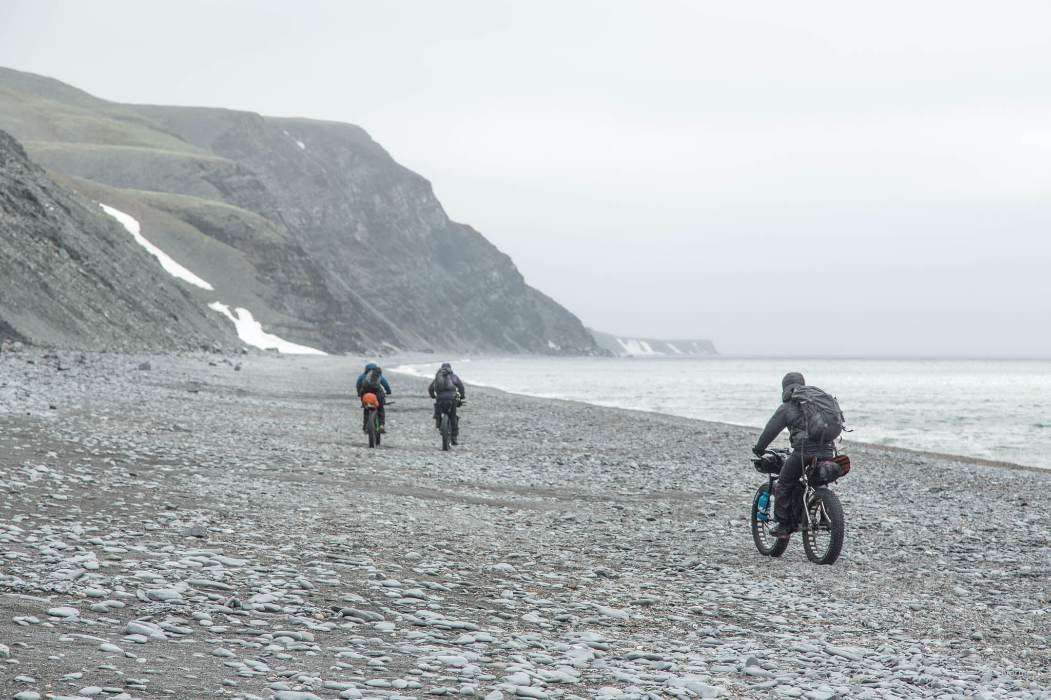 Beach biking toward the Lisburne Hills - Arctic Alaska. 