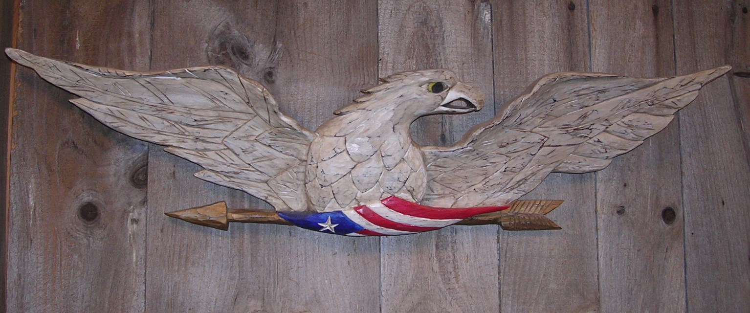 Patriotic Eagle Antiqued White