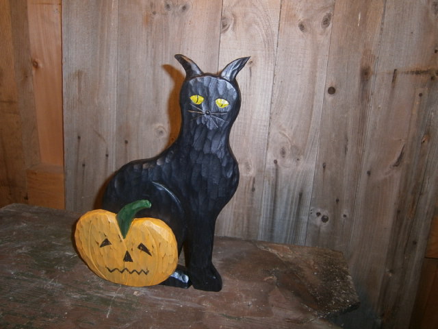 Halloween Black Cat w/ pumpkin